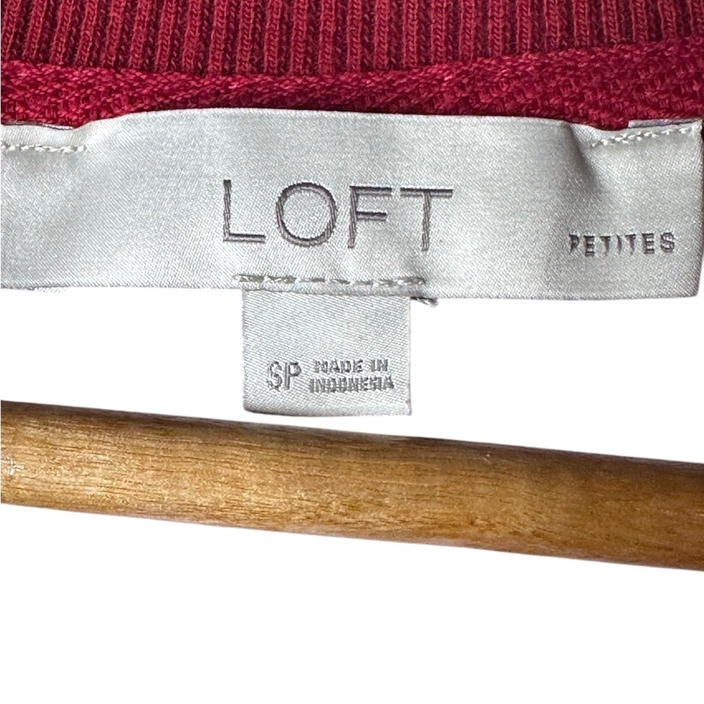 🔴5 for $40 SALE! 
Loft Petites RedPink Puff LgSleeve Fleeced Lined Sweatshirt SP - Picture 2 of 7